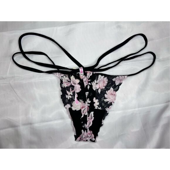 Victoria's Secret pink size large string black and pink lace - Picture 6 of 9